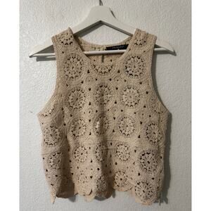 Primark‎ Women's Sleeveless Blouse Embroider Cream Medium